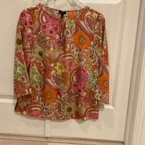 Brand New Talbots Multicolor Floral Paisley Silk Blouse